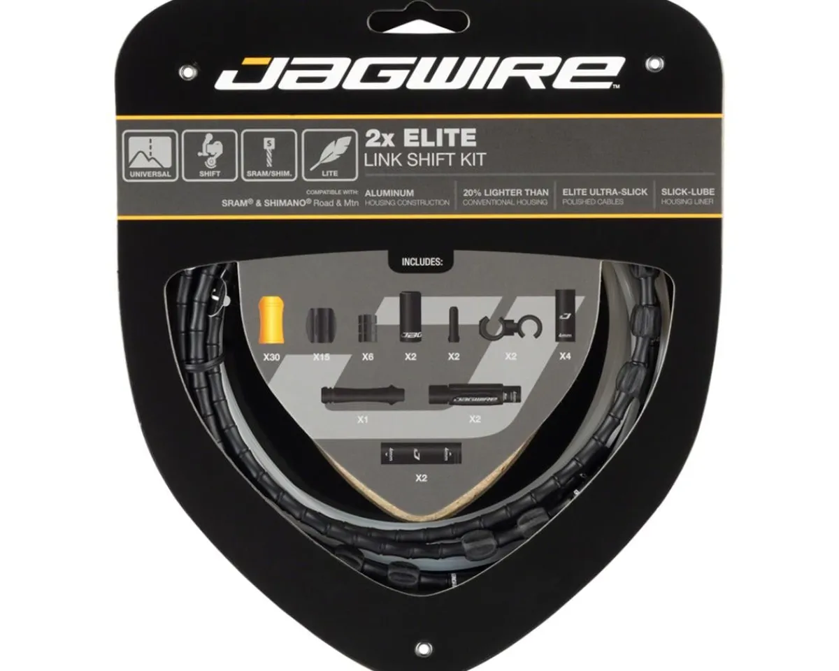 Jagwire Cables & Housing|2x Elite Link Shift Cable Kit (Black) (For SRAM/Shimano) (w/Polished Ultra-Slick Cables)