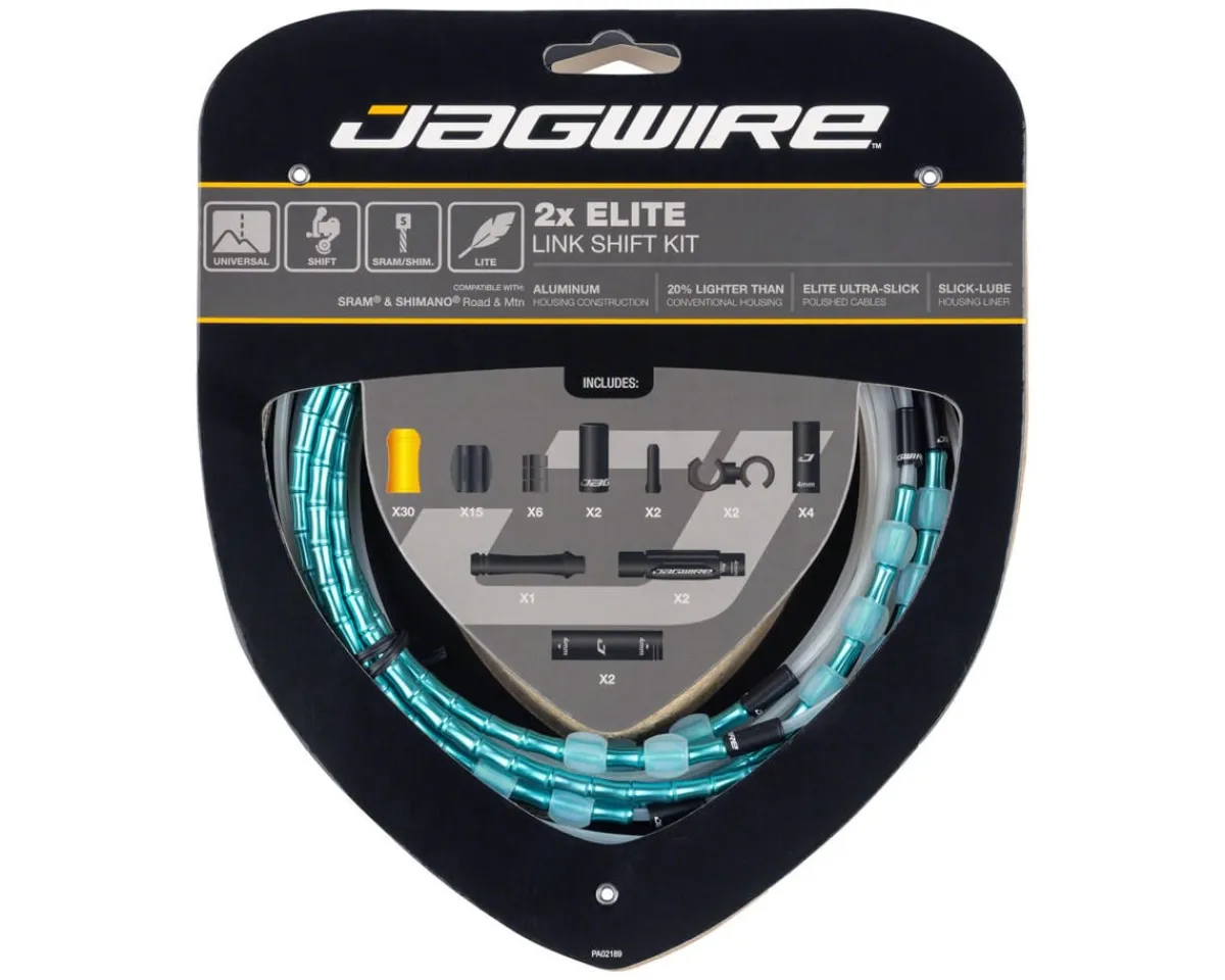 Jagwire Cables & Housing|2x Elite Link Shift Cable Kit (Celeste) (For SRAM/Shimano) (w/Polished Ultra-Slick Cables)