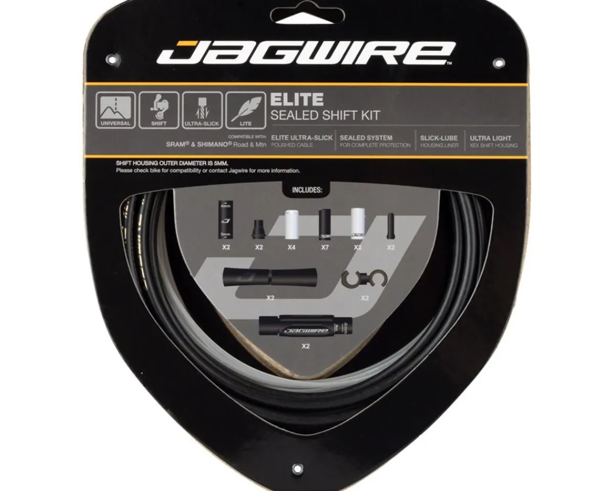 Jagwire Cables & Housing|2x Elite Sealed Shift Cable Kit (Stealth Black) (1.1mm) (2300mm) (Cables, Liners, & Housing)