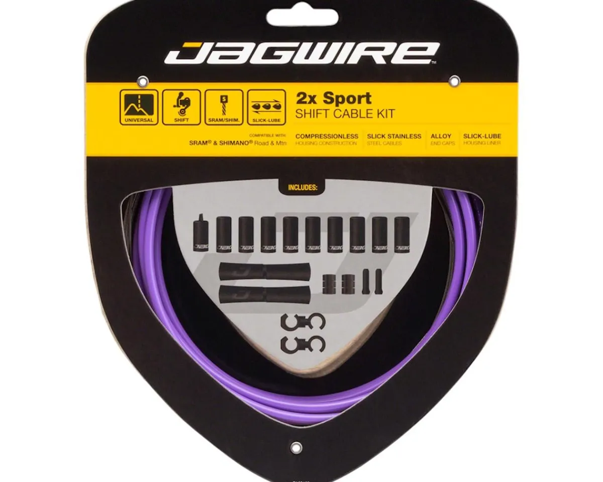 Jagwire Cables & Housing|2x Sport Shift Cable Kit (Purple) (For Shimano/SRAM) (1.1mm) (1500/2300mm) (Cables & Housing)