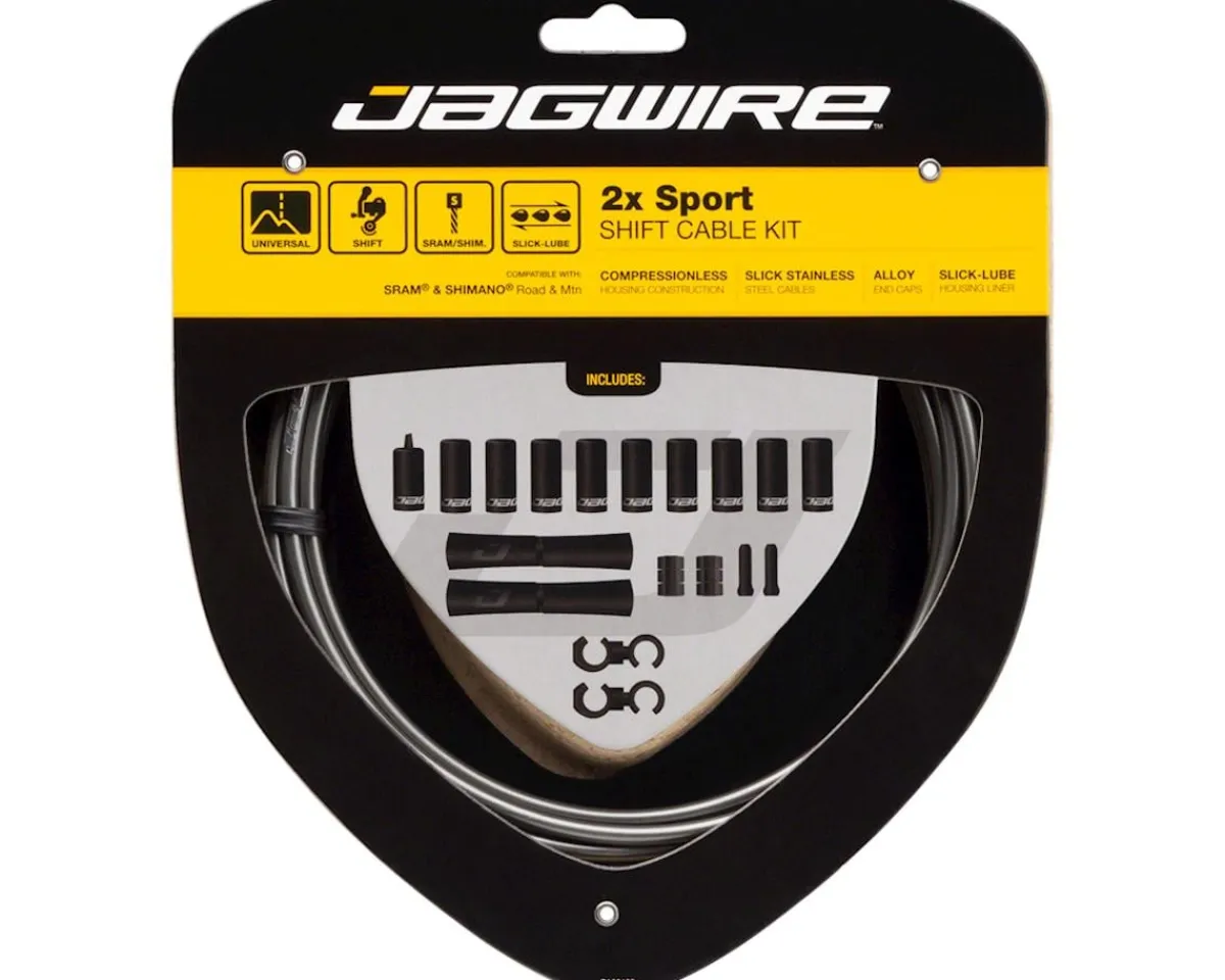 Jagwire Cables & Housing|2x Sport Shift Cable Kit (Ice Grey) (For SRAM/Shimano) (1.1mm) (1500/2300mm) (Cables & Housing)