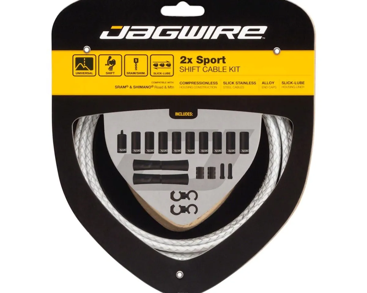 Jagwire Cables & Housing|2x Sport Shift Cable Kit (Braided White) (For SRAM/Shimano) (1.1mm) (1500/2300mm) (Cables & Housing)