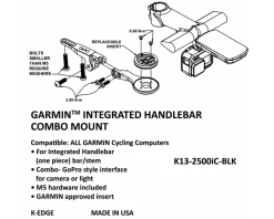 K-Edge Mounts & Handlebar Accessories|Integrated Handlebar System Combo Mount (Black) (Garmin Insert)