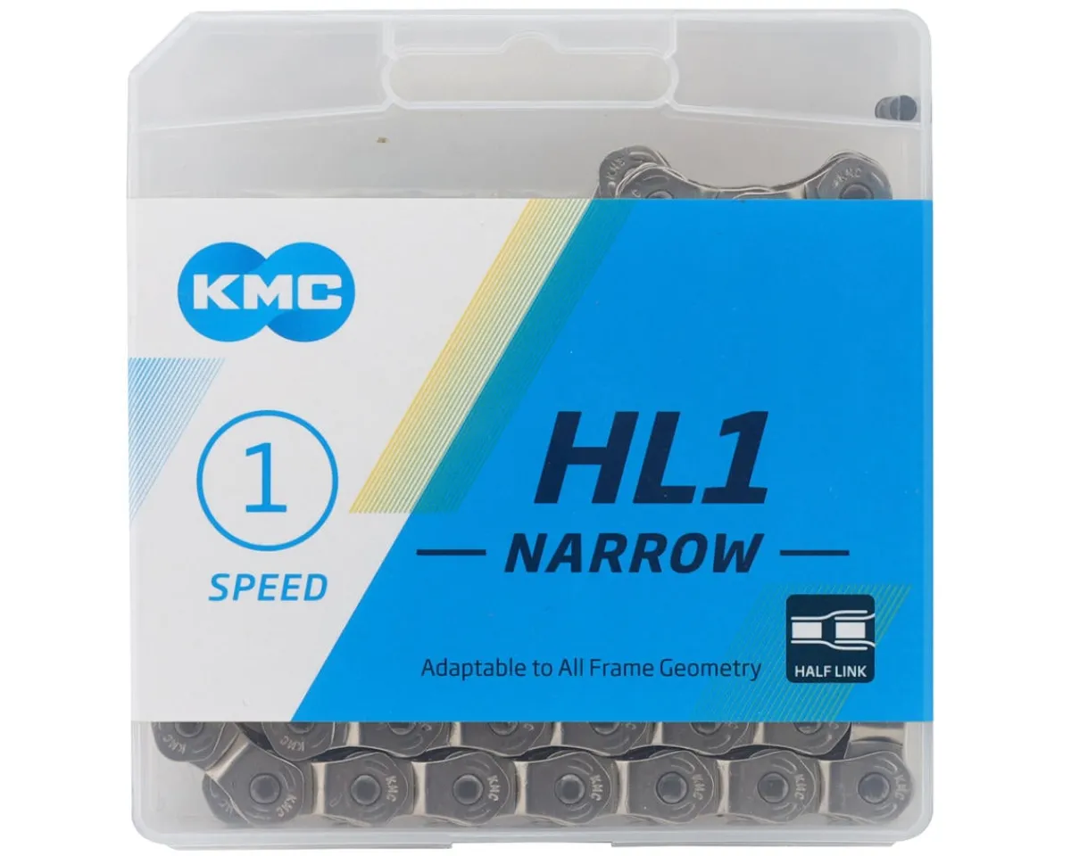 KMC Chains & Accessories|HL1 Narrow Half Link Chain (Silver) (Single Speed) (100 Links) (3/32")