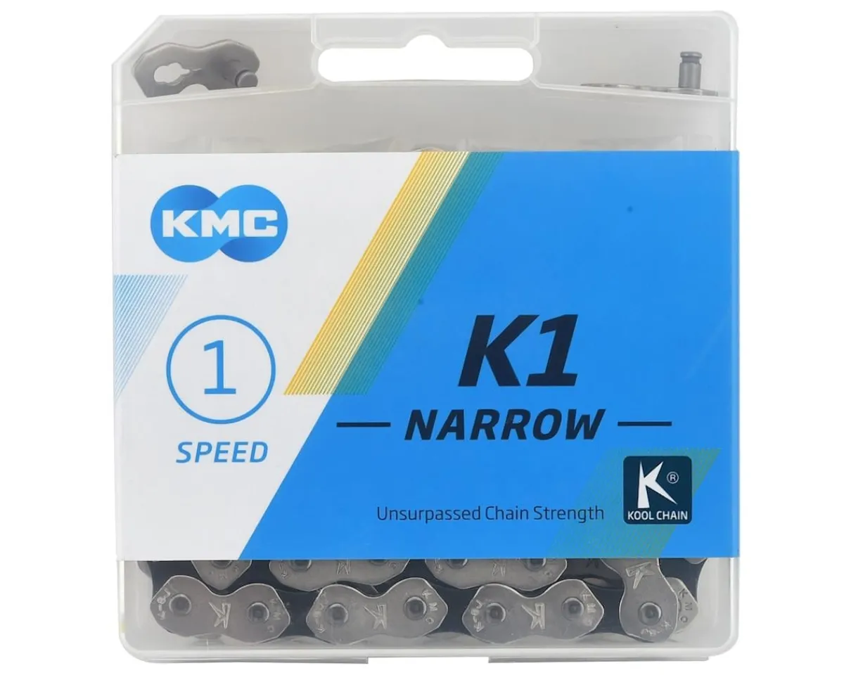 KMC Chains & Accessories|K1 Kool Narrow Chain (Silver/Black) (Single Speed) (110 Links) (3/32")