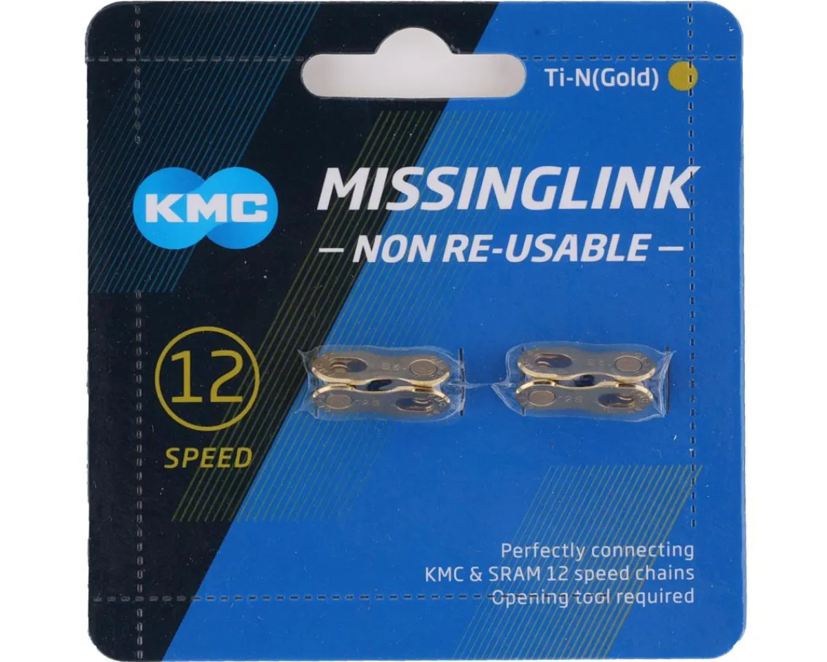 KMC Chains & Accessories|MissingLink 12 (Gold) (12 Speed) (2-Pack) (Non-Reusable)