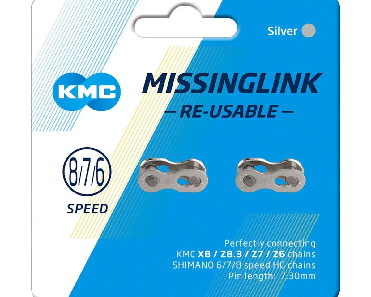 KMC Chains & Accessories|Missing Link I (Silver) (6-8 Speed) (2)