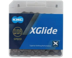 KMC Chains & Accessories|XGlide Chain (Grey/Grey) (9-11 Speed) (126 Links) (Shimano CUES/LinkGlide Drivetrains)