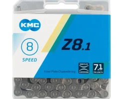 KMC Chains & Accessories|Z8.1 Nickle-Plated Chain (Silver/Grey) (6-8 Speed) (116 Links) (Shimano IG)