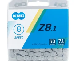 KMC Chains & Accessories|Z8.1 Rustbuster Chain (Silver) (6-8 Speed) (116 Links) (Shimano IG)