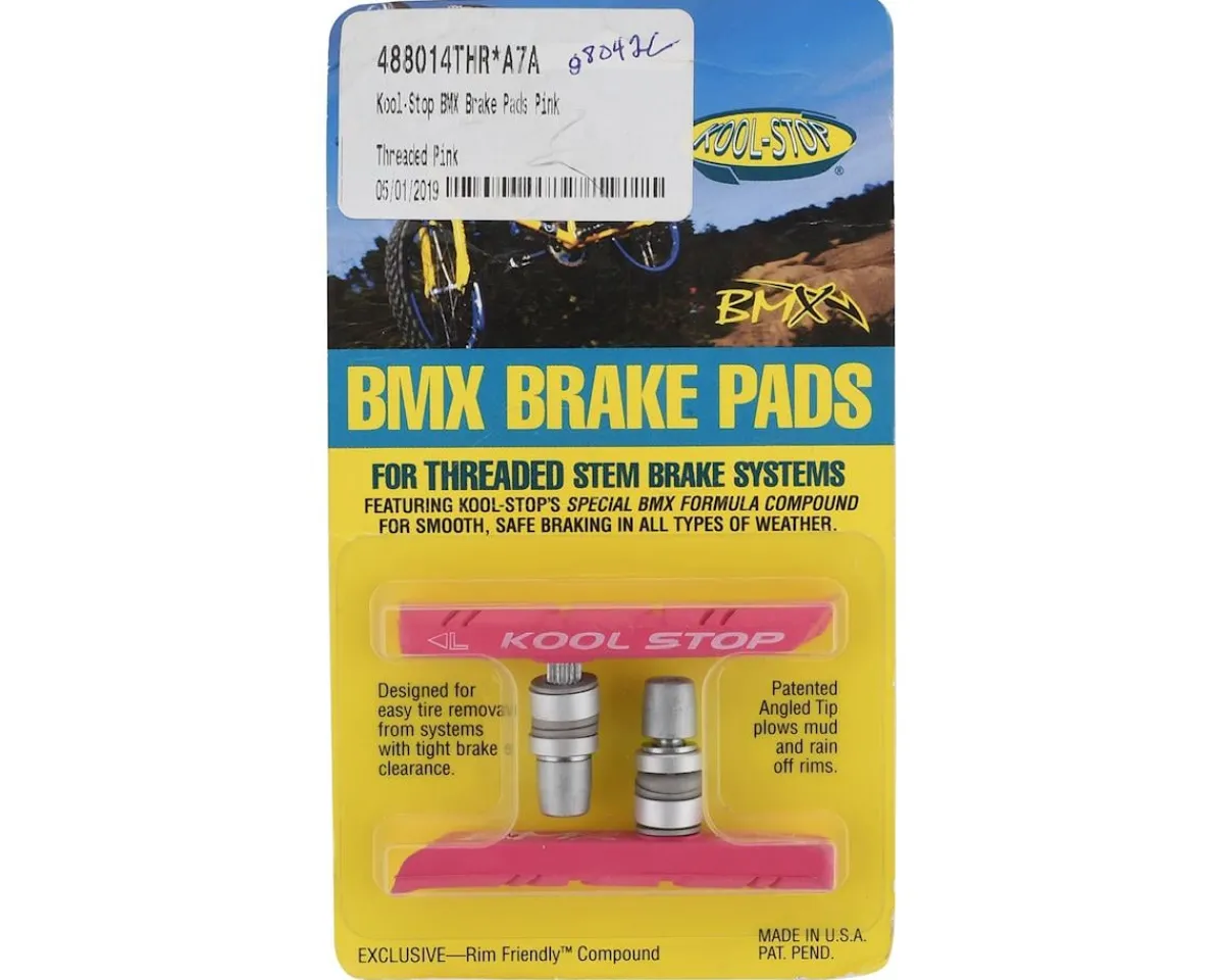 Kool Stop Brakes|BMX Brake Pads (Pink) (Threaded) (1 Pair)