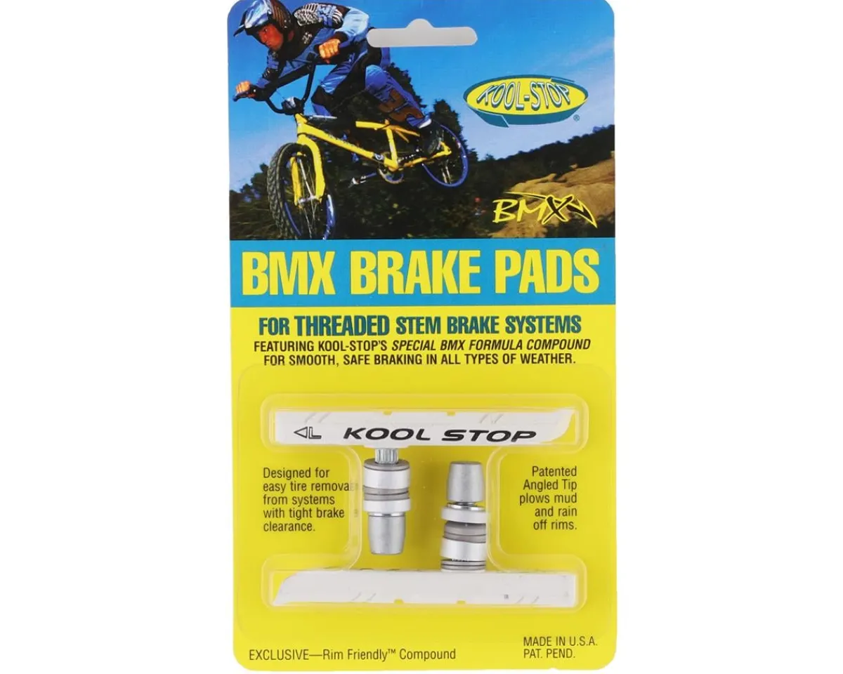 Kool Stop Brakes|BMX Brake Pads (White) (Threaded) (1 Pair)
