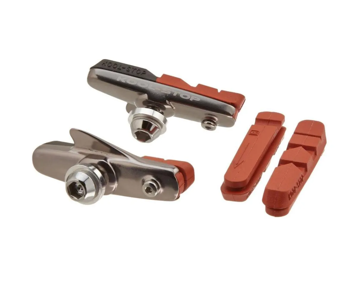 Kool Stop Brakes|Dura Road Brake Pads (Silver) (Dual & Salmon Compound) (1 Pair + Extra Inserts) (For Shimano/SRAM) (Extra Set of Inserts)