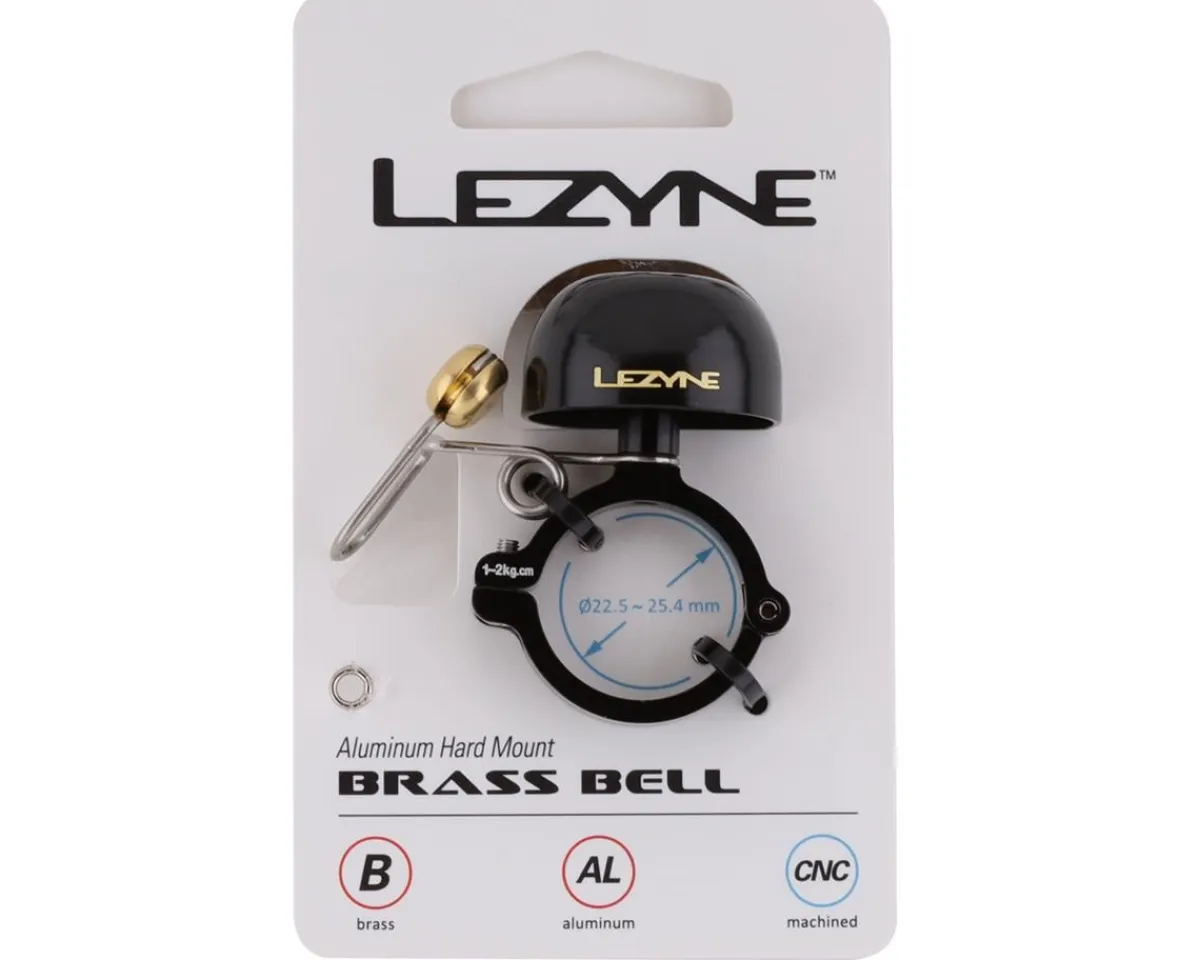 Lezyne Mounts & Handlebar Accessories|Classic Brass Bell (Black/Black) (Aluminum Hard Mount) (Fits 22.2 - 25.4mm Handlebars)