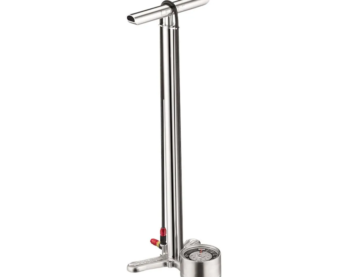 Lezyne Pumps & Co2|Pumps & Co2|CNC Alloy Floor Drive HP Floor Pump (Gloss Silver) (Presta/Schrader Valve Compatible)