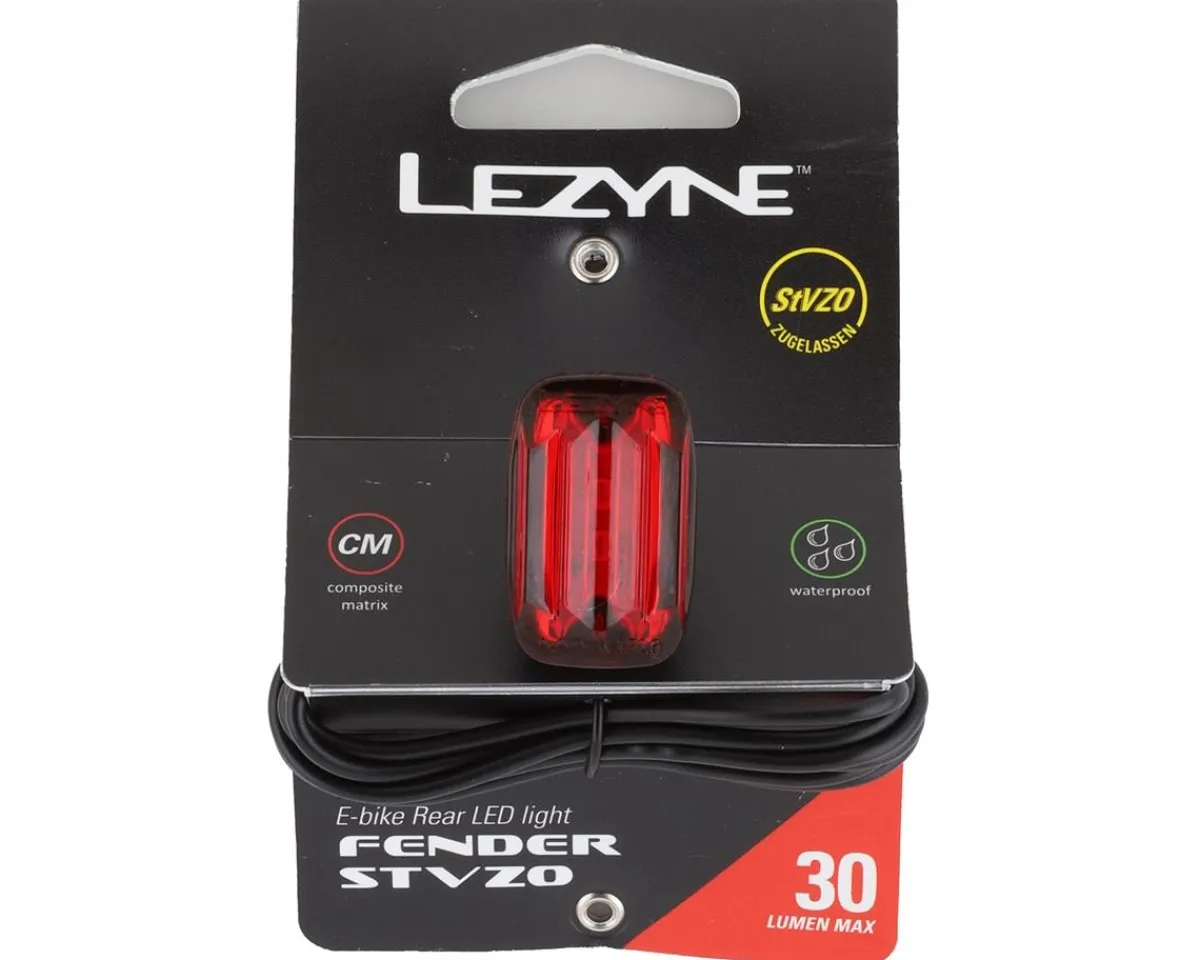 Lezyne E-Bike Parts|Bike Lights|E-Bike Fender STVZO Tail Light (Black)