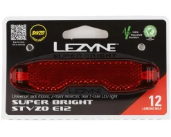 Lezyne E-Bike Parts|Bike Lights|E-Bike Super Bright STVZO E12 Tail Light (Black) (12 Lumens)