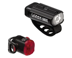 Lezyne Bike Lights|Hecto Drive 500XL/Femto Head Light & Tail Light Set (Black) (500/15 Lumens)