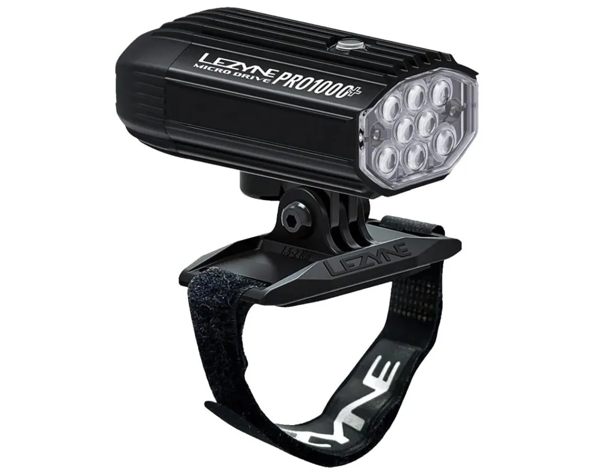Lezyne Bike Lights|Helmet Micro Drive Pro 1000+ Front Headlight (Black) (1000 Lumens) (W/ GoPro Style Helmet Mount)