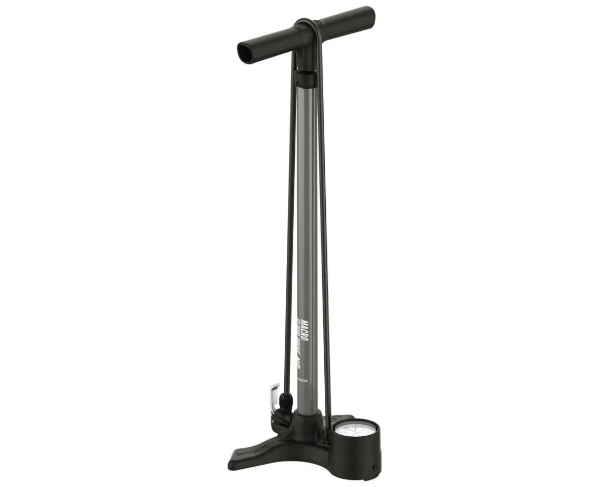 Lezyne Pumps & Co2|Pumps & Co2|Macro HP Floor Drive Floor Pump (Flat Grey) (Dual Valve Pump Head) (Presta/Schrader Valve Compatible)