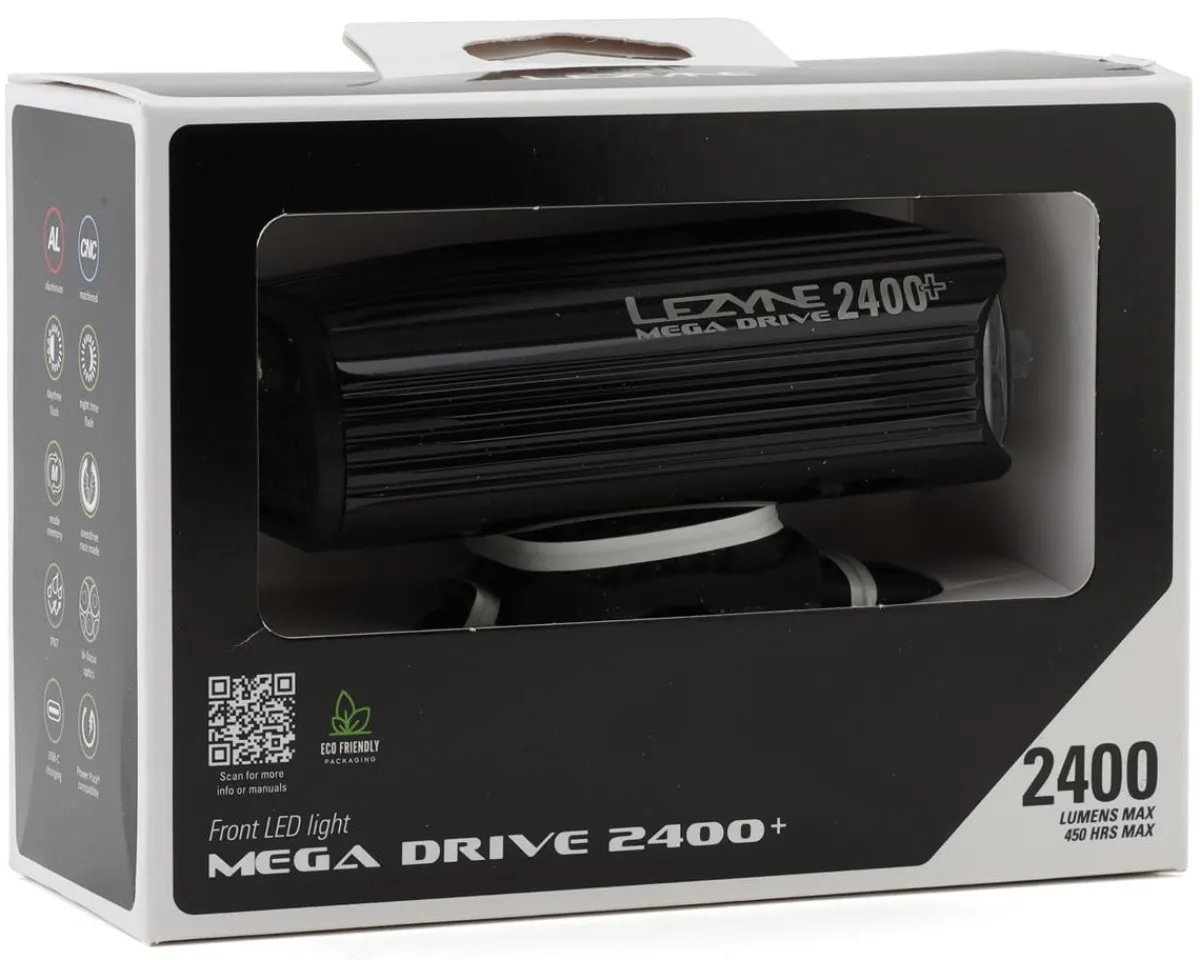 Lezyne Bike Lights|Mega Drive 2400+ Front Headlight (Black) (2400 Lumens)