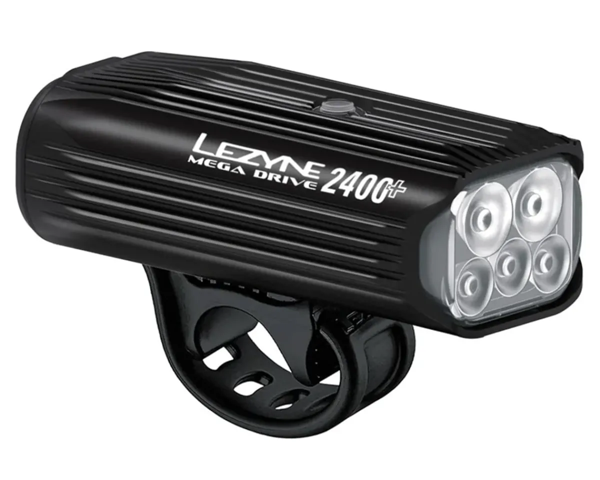 Lezyne Bike Lights|Mega Drive 2400+ Headlight W/ Loaded Kit (Black) (2400 Lumens)
