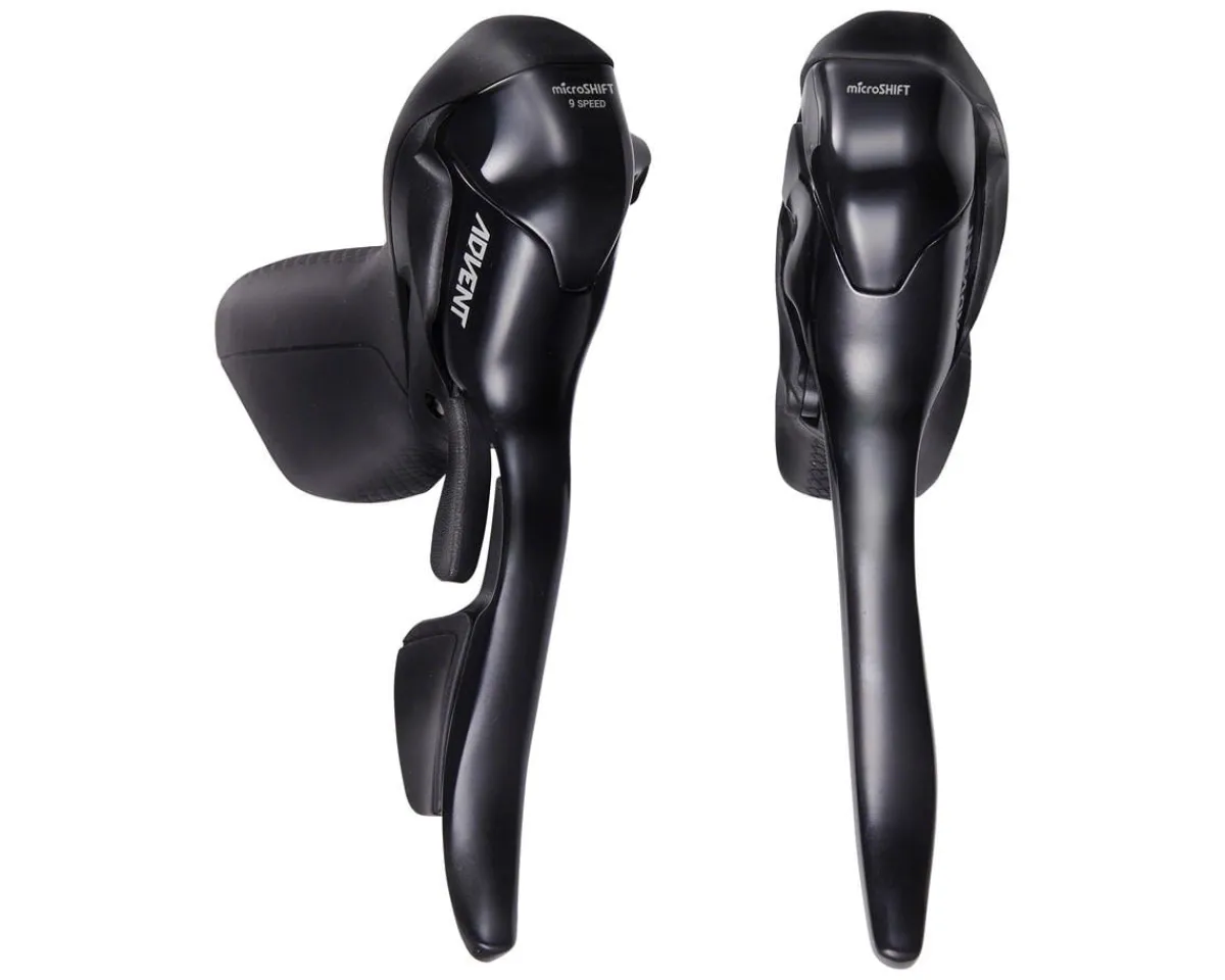 Microshift Brakes|Shifters|Advent Drop Bar Brake/Shift Levers (Black) (Pair) (1 x 9 Speed)