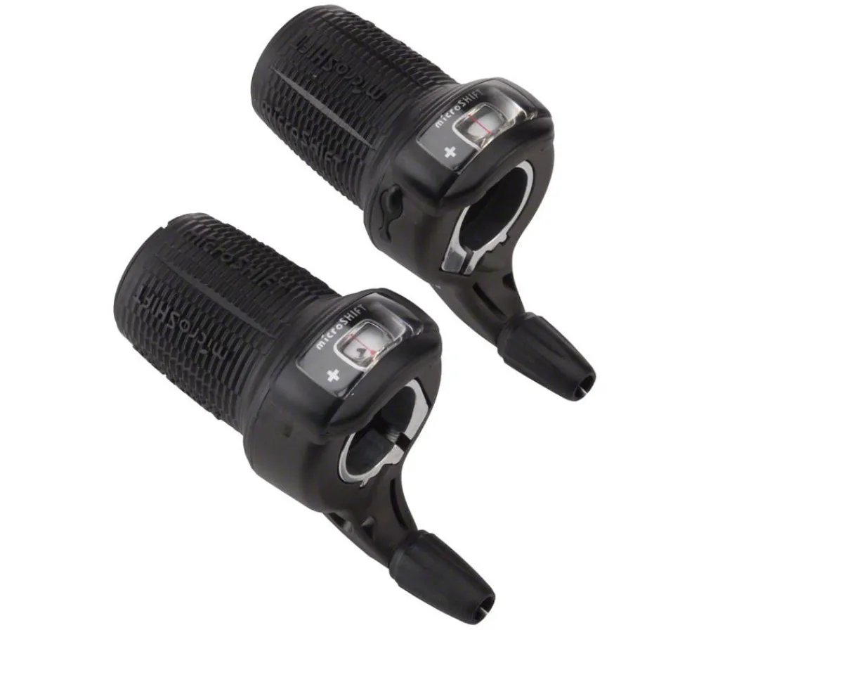 Microshift Shifters|DS85 Twist Shifters (Black) (Pair) (2/3 x 8 Speed) (Shimano Compatible)