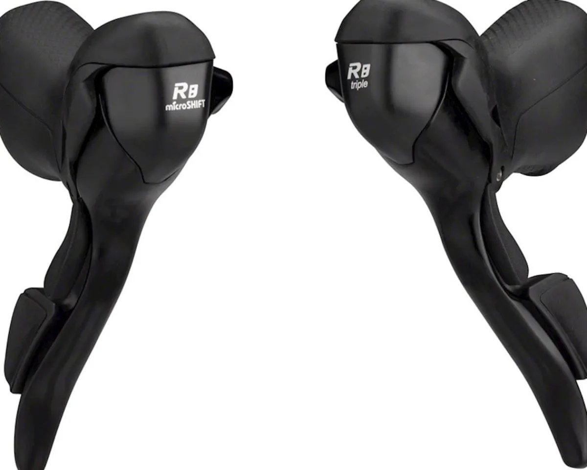 Microshift Brakes|Shifters|R8 Drop Bar Brake/Shift Levers (Black) (Pair) (2 x 8 Speed) (Shimano Compatible)