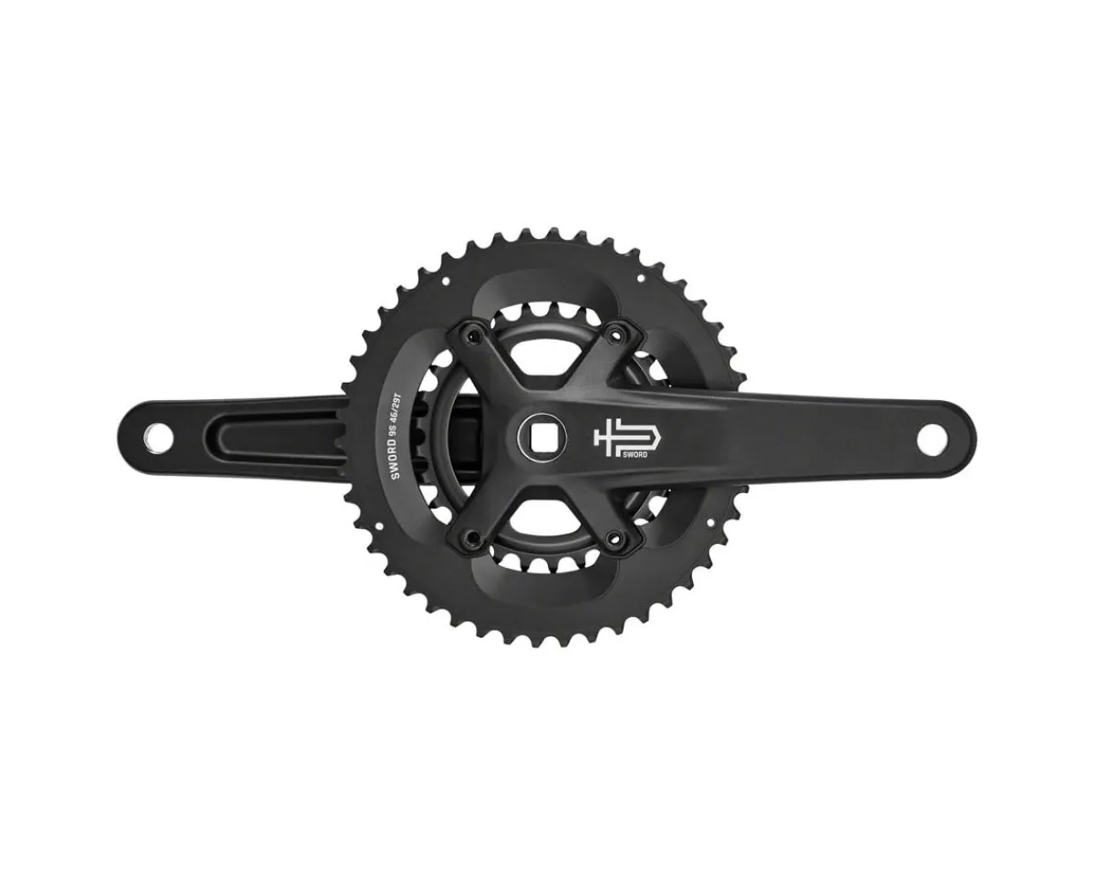 Microshift Cranksets & Parts|Sword Black 2x Wide Crankset (Black) (2 x 9-Speed) (Square Taper) (165mm) (46/29T)