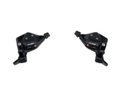 Microshift Shifters|TS71 Thumb Tap Shifter Set (Black) (Pair) (3 x 9 Speed) (w/Optical Gear Indicator) (Shimano Compatible)