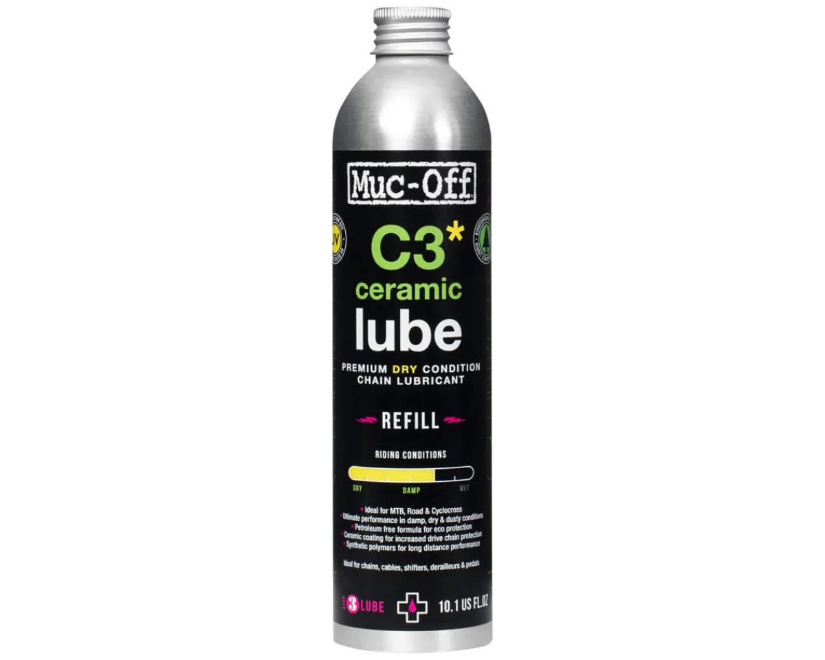 Muc-Off Lubes, Greases, & Oils|Chains & Accessories|C3 Dry Ceramic Bike Chain Lube (300ml) (Aluminum Refill Bottle)