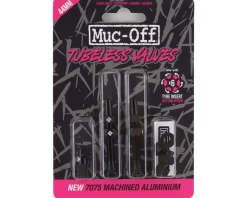 Muc-Off Tubeless Tire Tools|Tubeless Accessories|V2 Tubeless Presta Valves (Black) (Pair) (44mm)