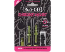 Muc-Off Tubeless Tire Tools|Tubeless Accessories|V2 Tubeless Presta Valves (Green) (Pair) (44mm)