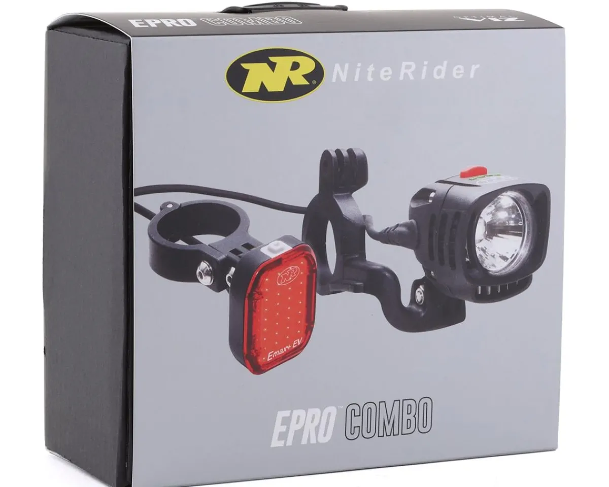 NiteRider E-Bike Parts|Bike Lights|Epro 1000 & Emax+ E-Bike Light Set (Black) (1000/150 Lumens)