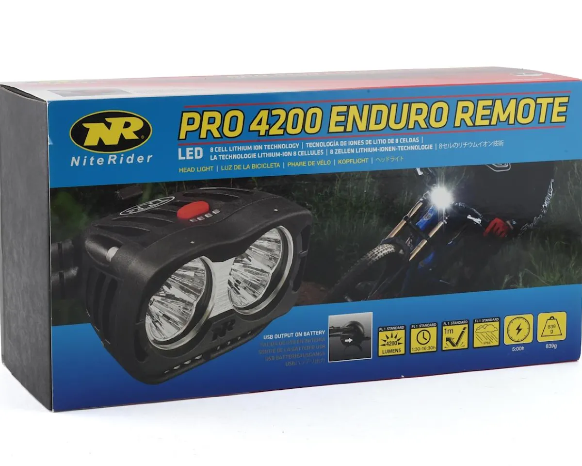 NiteRider Bike Lights|Pro 4200 Enduro Remote LED Headlight System (Black) (4200 Lumens)
