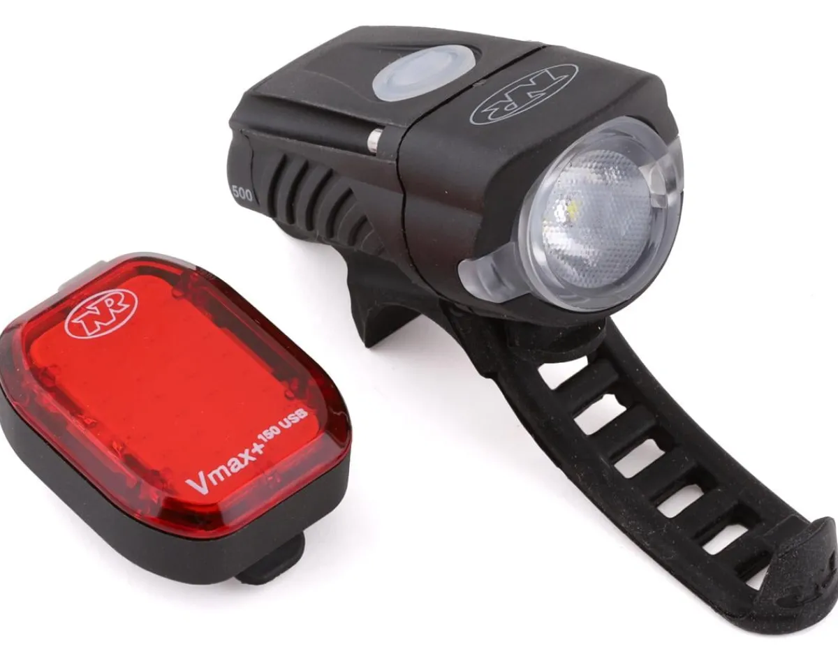 NiteRider Bike Lights|Swift 500 & Vmax+ Combo Light Set (Black) (500/150 Lumens)