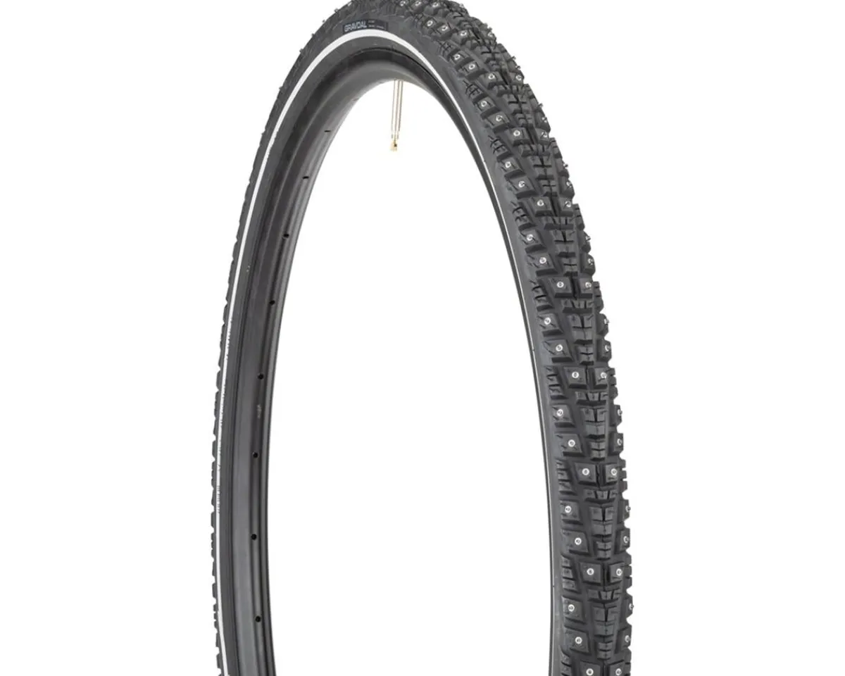 45NRTH Tires|Gravdal Tubeless Studded Gravel/Commuter Tire (Black/Reflective) (700c) (38mm) (252 Studs) (Winter Compound)