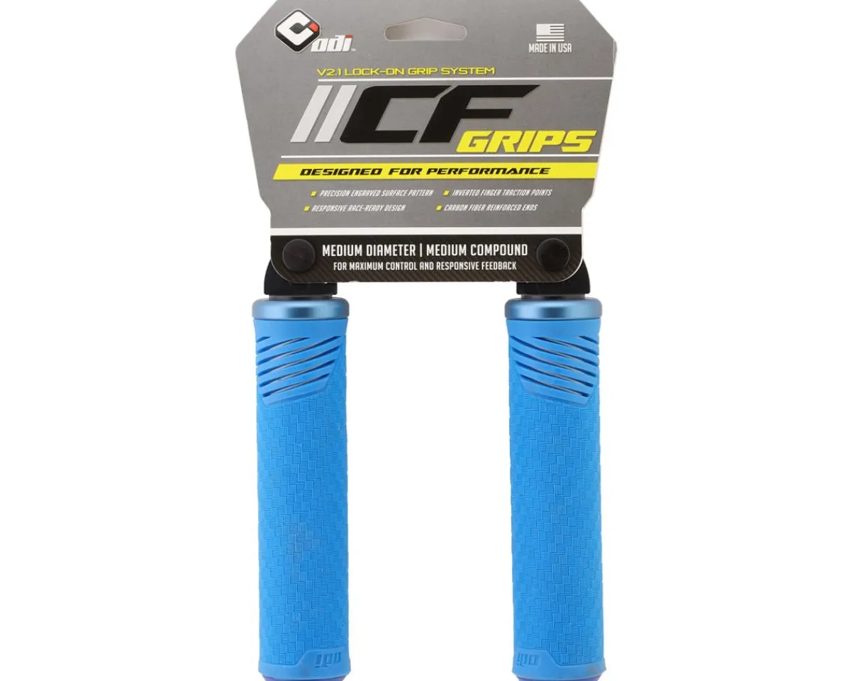 ODI Grips & Handlebar Tape|CF Lock-On Grips (Blue/White)