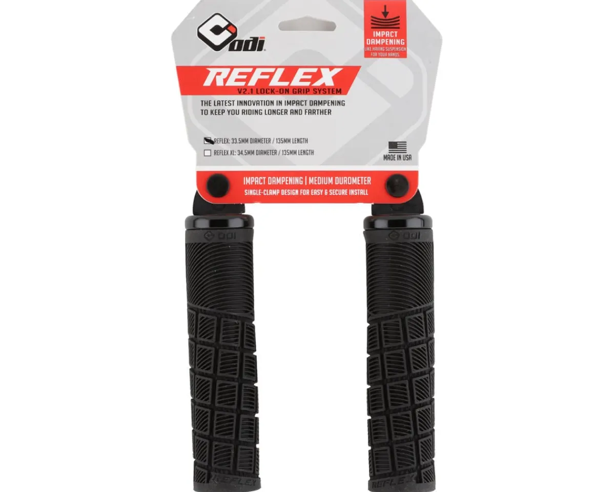 ODI Grips & Handlebar Tape|Reflex MTB Grips (Black) (Lock-On) (Regular)