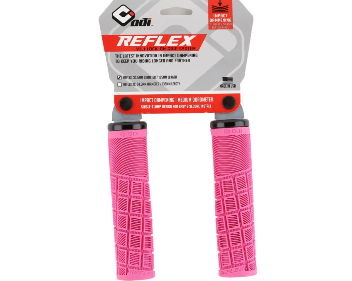 ODI Grips & Handlebar Tape|Reflex MTB Grips (Pink) (Lock-On) (Regular)