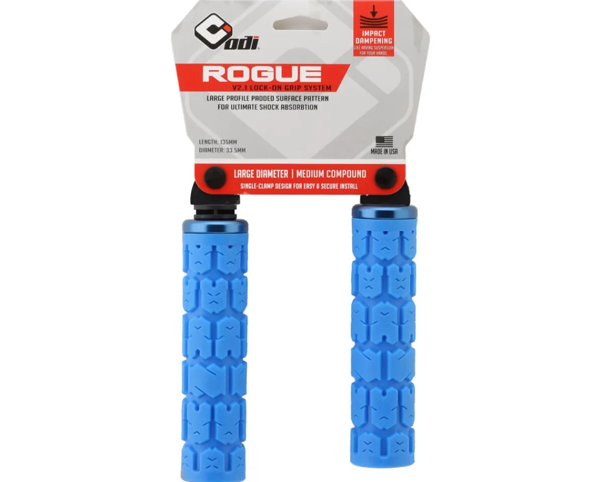 ODI Grips & Handlebar Tape|Rogue V2.1 MTB Grips (Blue) (Lock-On)