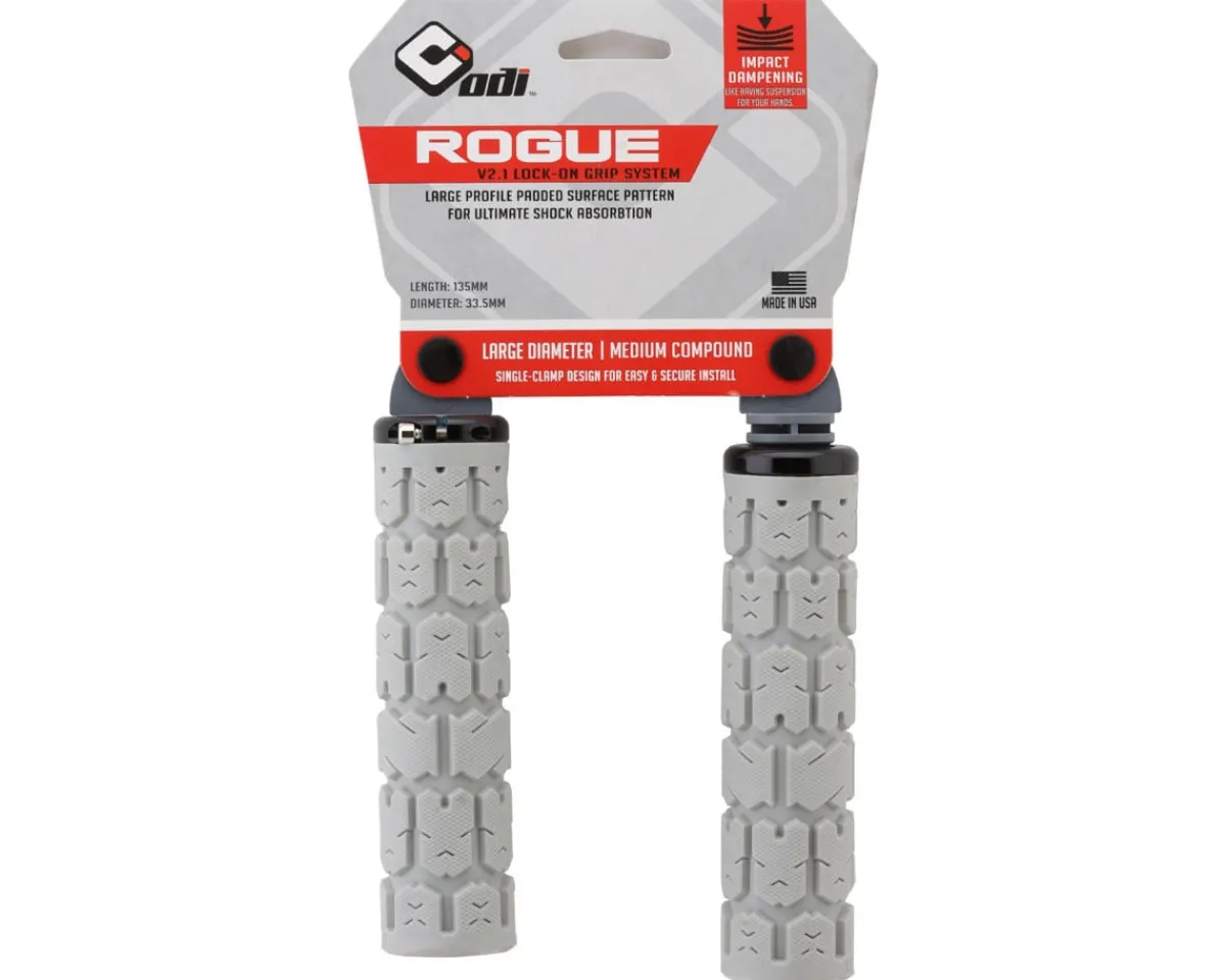 ODI Grips & Handlebar Tape|Rogue V2.1 MTB Grips (Grey) (Lock-On)