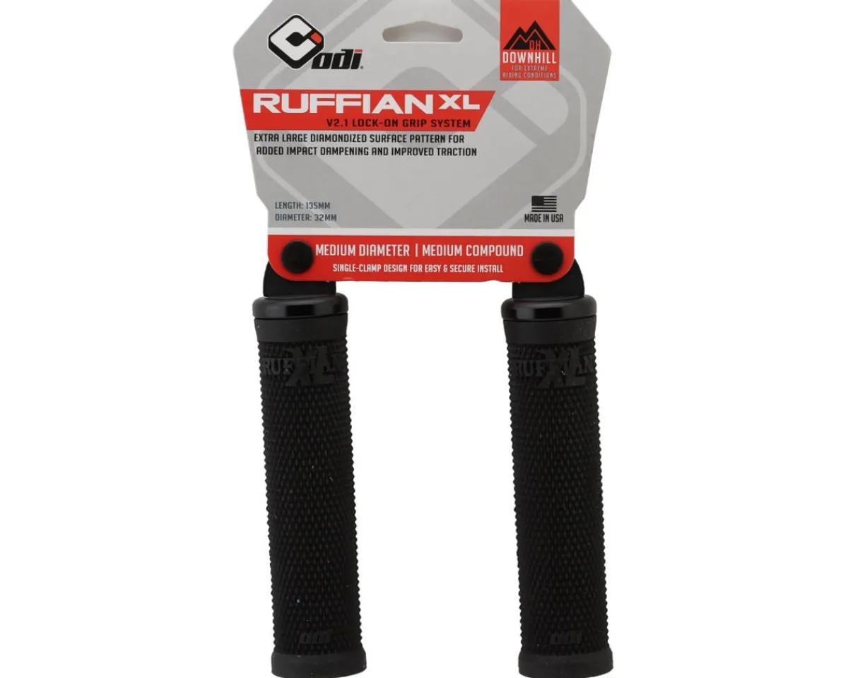 ODI Grips & Handlebar Tape|Ruffian XL V2.1 Lock-On Grips (Black) (135mm)