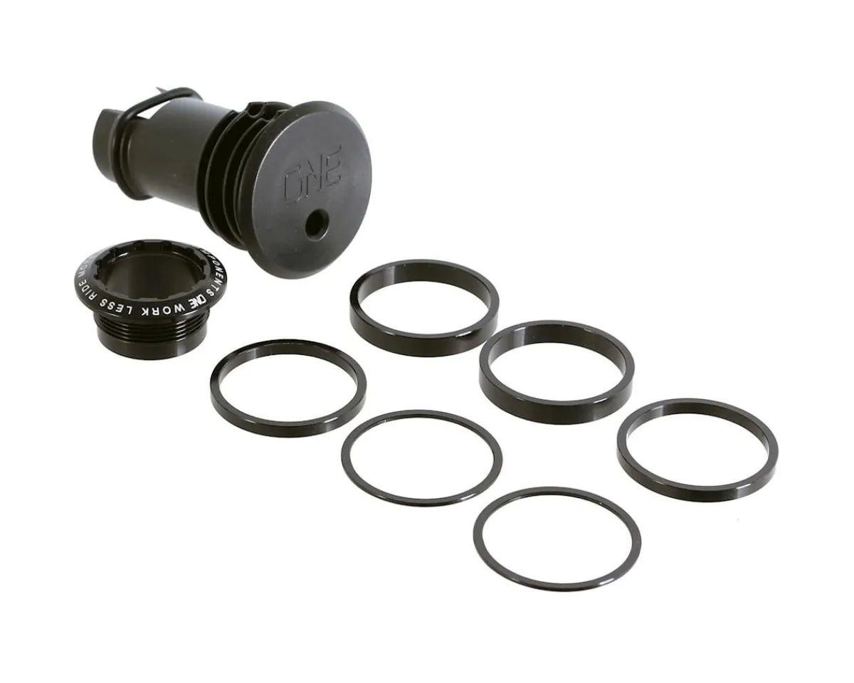 OneUp Components Headsets & Spacers|EDC Threaded Top Cap (Black) (1 1/8") (Alloy) (Includes Headset Spacers)
