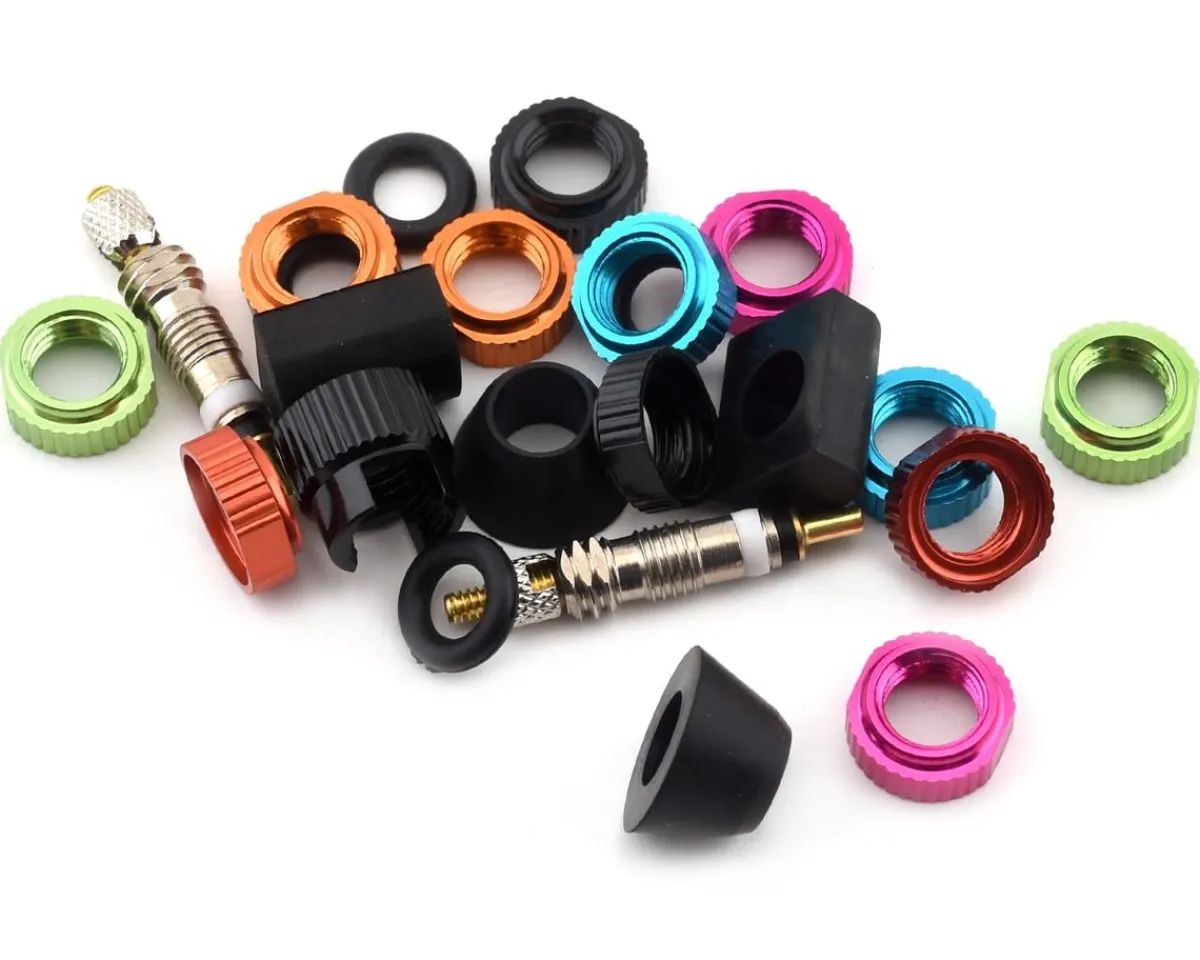Orange Seal Tubeless Tire Tools|Tubeless Accessories|VersaValve Tubeless Valve Kit (Black/Multi-Color) (Pair) (32mm)