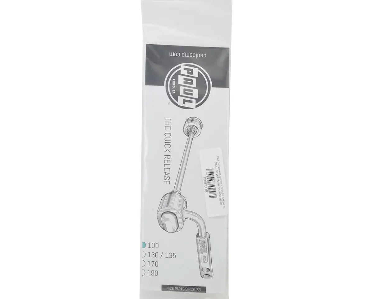 Paul Components Wheels & Parts|Front Quick-Release Skewer (Silver/Orange) (100mm)