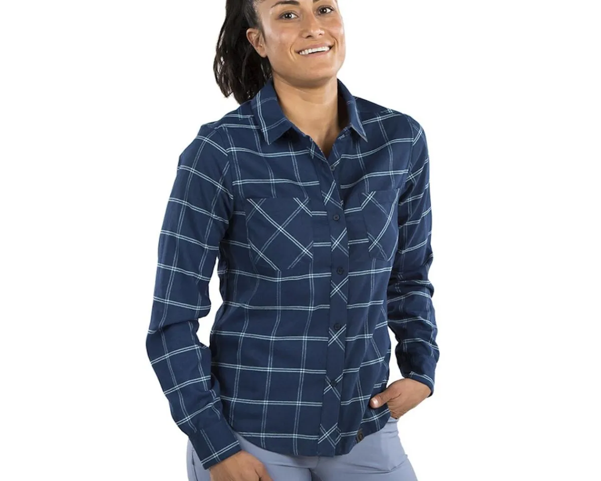 Pearl iZUMi Clothing Sale|Women'S|Women's Rove Long Sleeve Shirt (Navy/Aquifer Plaid) (XS)