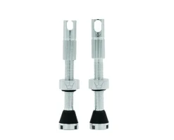 Peaty's Tubeless Tire Tools|Tubeless Accessories|Alloy Presta Valve Stems (Silver) (42mm) (Pair)
