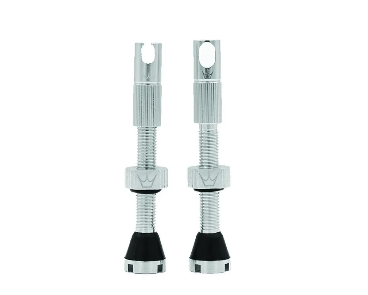 Peaty's Tubeless Tire Tools|Tubeless Accessories|Alloy Presta Valve Stems (Silver) (42mm) (Pair)